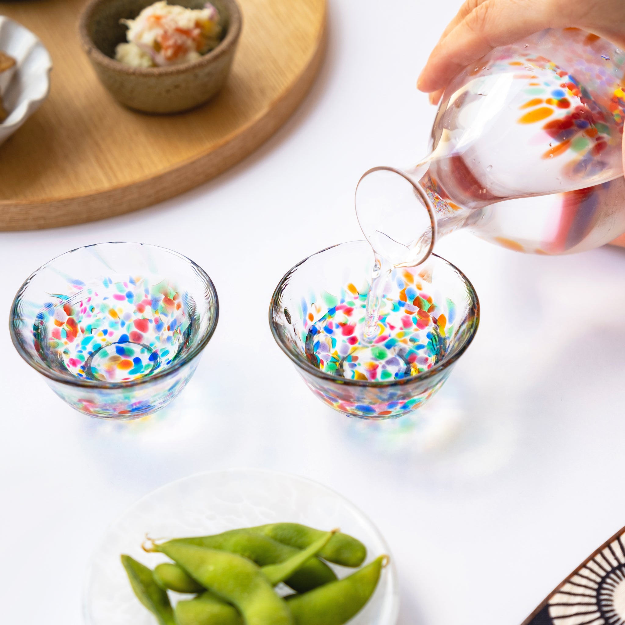 津軽びいどろ ねぶた流し 酒器セット | ガラスの徳利とおちょこの