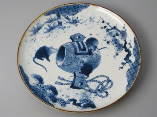 有田焼 染付鼠（干支）丸8寸皿 - 有田焼 八右衛門窯 大慶 公式