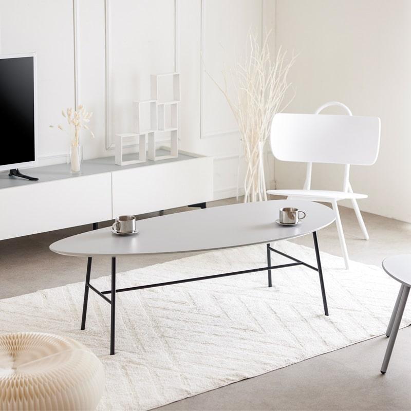 センターテーブル リビングテーブル ローテーブル 130cm 楕円 メラミン