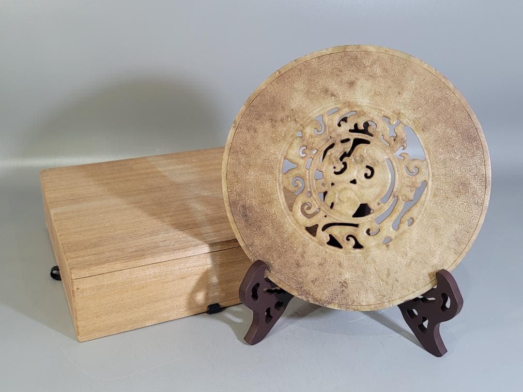 中国 玉石 刻円盤 祭飾 幅 21ｃｍ DT563 石黒宗麿 彩瓷盌 | しぶや黒田陶苑