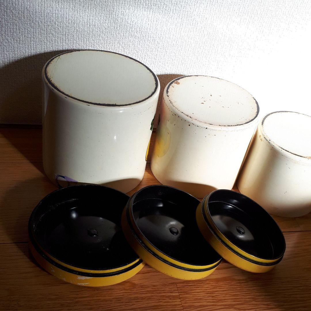 1960年代 米国ビンテージ ロイヤルテリーきのこ柄キャニスター3こ