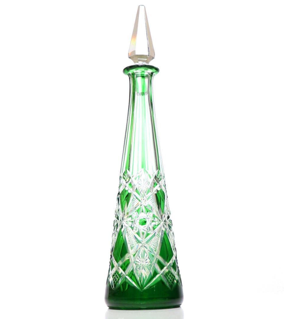 オールド・バカラ 最上級モデル ラグニー 緑色被せ 大型 カラフ アンティーク オールド バカラ グラス ○ ショニー ワイン グラス グリーン 緑 被せ