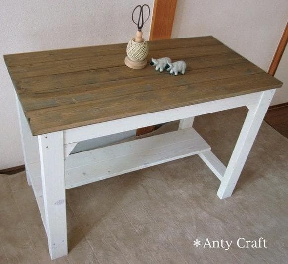 【引取可能】作業台（1/2棚付き） キッチン台 PC台 ミシン台 幅90cm 楽天市場】【Late】ラテシリーズ 折りたたみテーブル式引出し付き