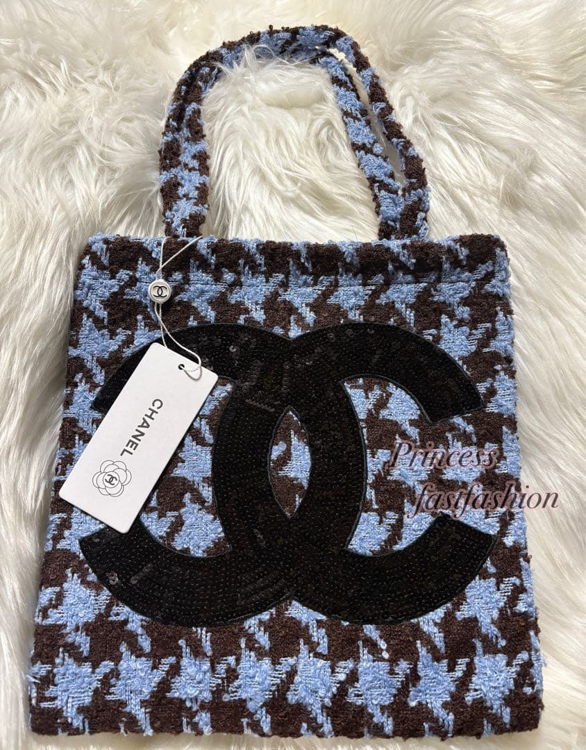 シャネル CHANEL 千鳥 ブルー スパンコール トートバッグ CHANEL（シャネル） ドーヴィルPM チェーンショルダーバッグ チェーン